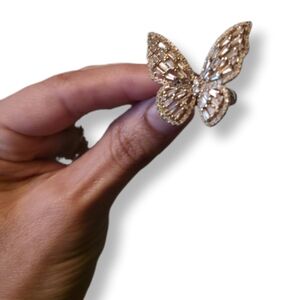 Fashion Jewelry Butterfly Rhinestone Adjustable Band Cocktail Ring